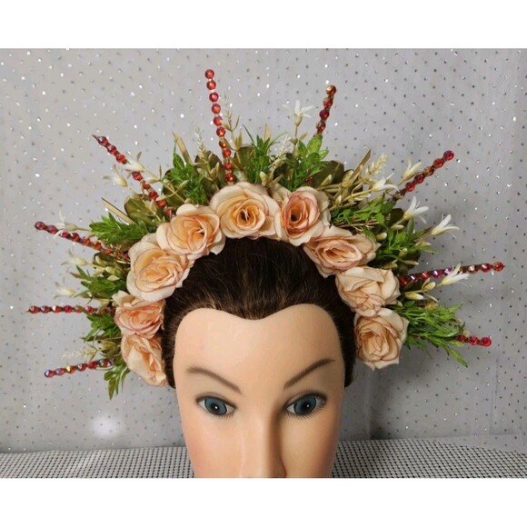 NWT Flowers Halo Crown For Festival, Special Occasions or Wedding, Handcrafted - Picture 1 of 12